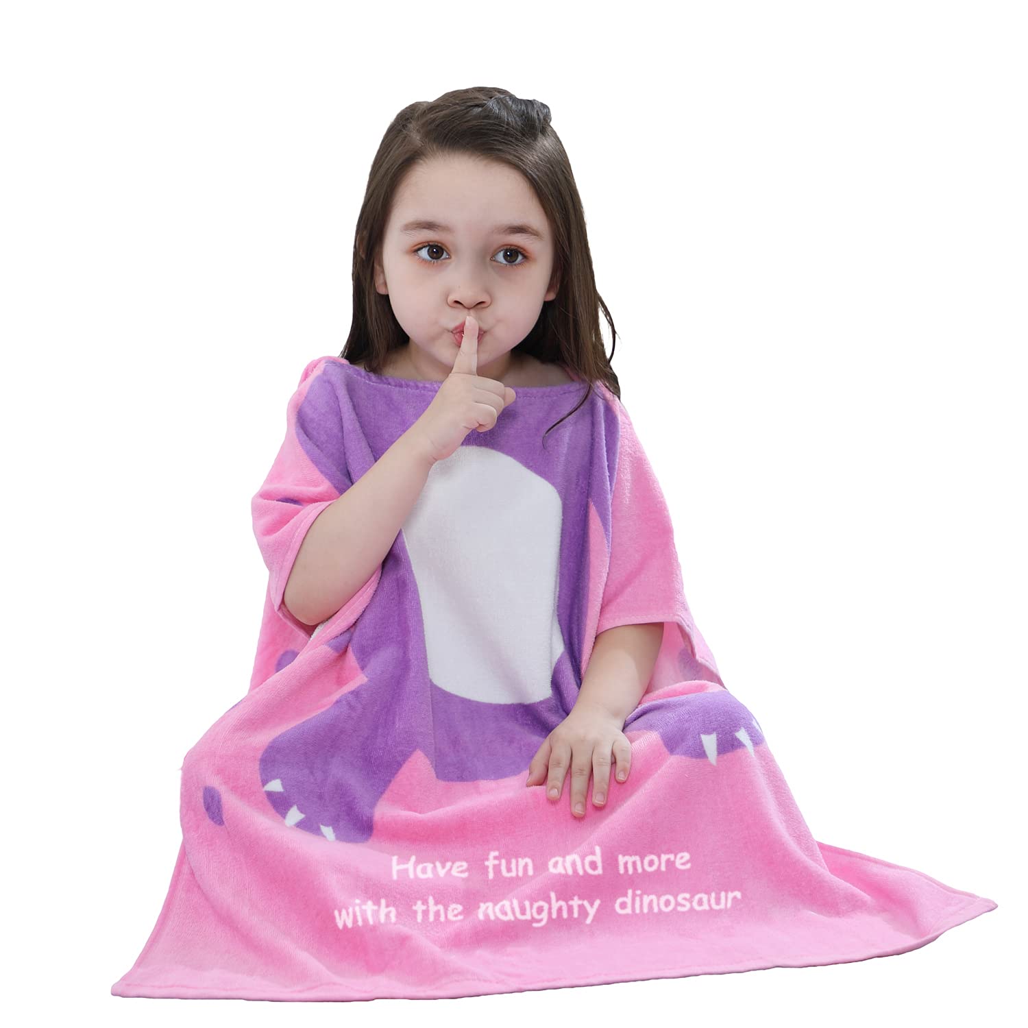 Kids Hooded Beach Towel - Dinosaur Theme Quick Dry Bath Towel Wrap For Boys & Girls, 35x60 Inches - View #2