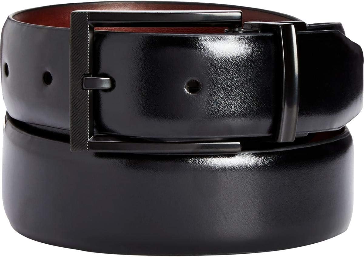 Alfani Mens Faux Leather Reversible Dress Belt Black M