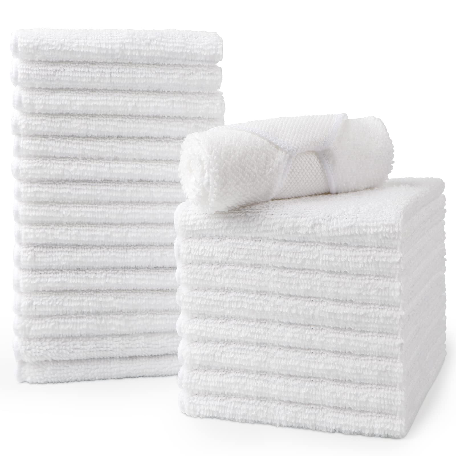 homexcel microfiber washcloths towel pack of 24 1234 x 1234 highly absorbent and soft face towels wash cloths for bathroom gym hotel and spa fast drying multi-purpose cleaning cloth white