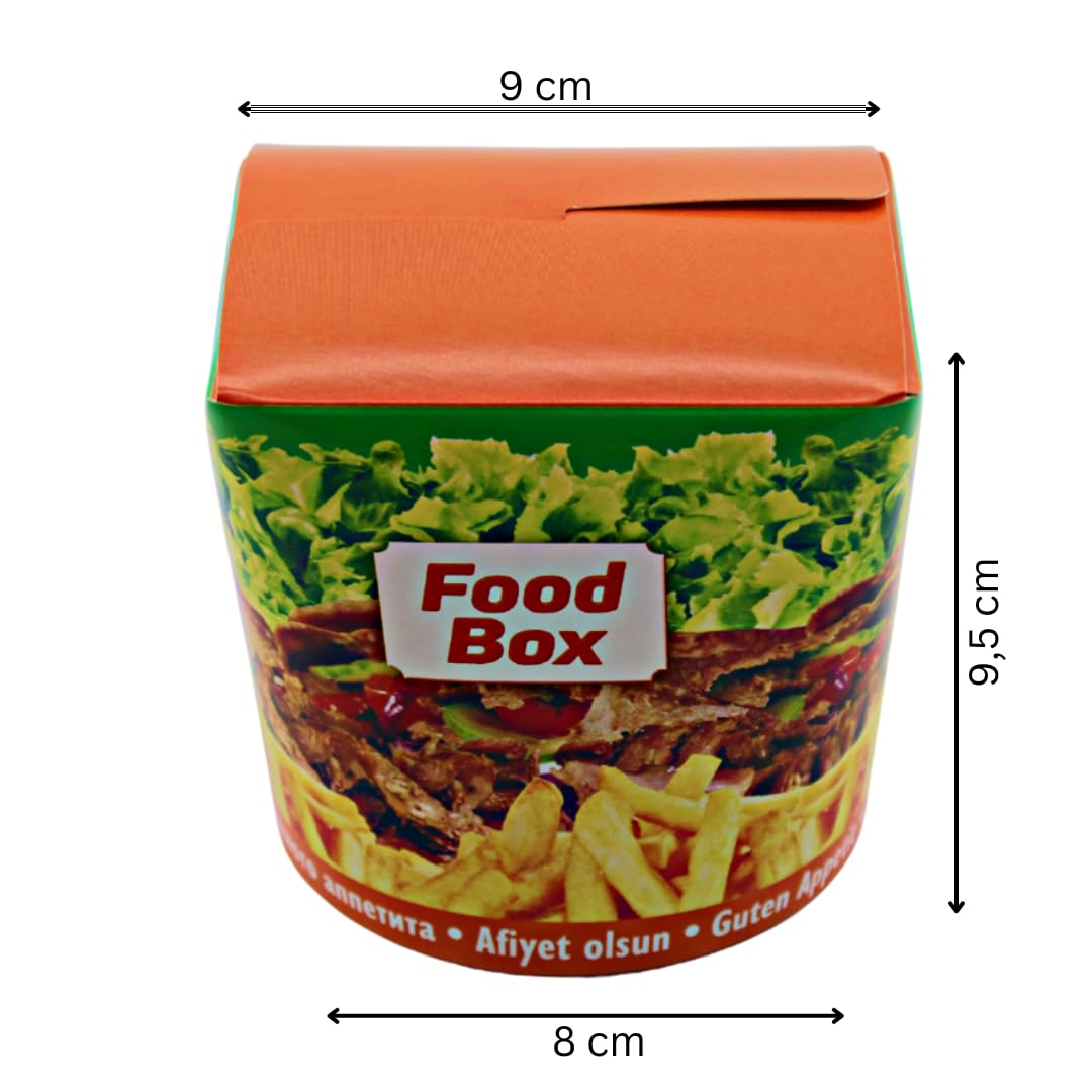 Enpack Döner-Box aus Kraftpapier mit Faltdeckel, 500 ml (16 oz) – 500 Stück – Einweg Food-Container To Go – Asia-/Nudelbox, Snackboxen für Take-Away & Lieferservice
