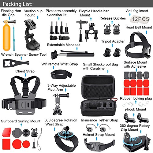 Image of Action Pro Accessories Kit Compatible with GoPro-13 /12 /11 /10 /9 /8 /7 /6 /5 /SJCAM /YI Accessory Bundle Set for Action Camera