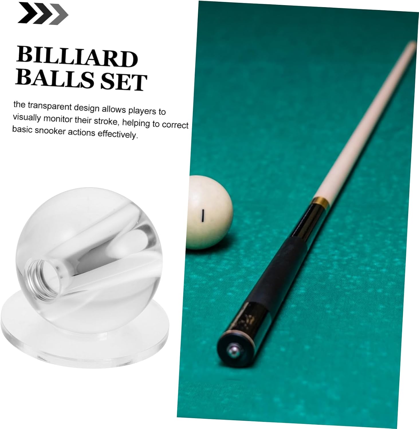 WOONEKY Transparent Snooker Training Ball with Hole Cue Stroke Correction Accuracy Enhancement Durable Practice Skill Levels for Billiards Technique Improvement