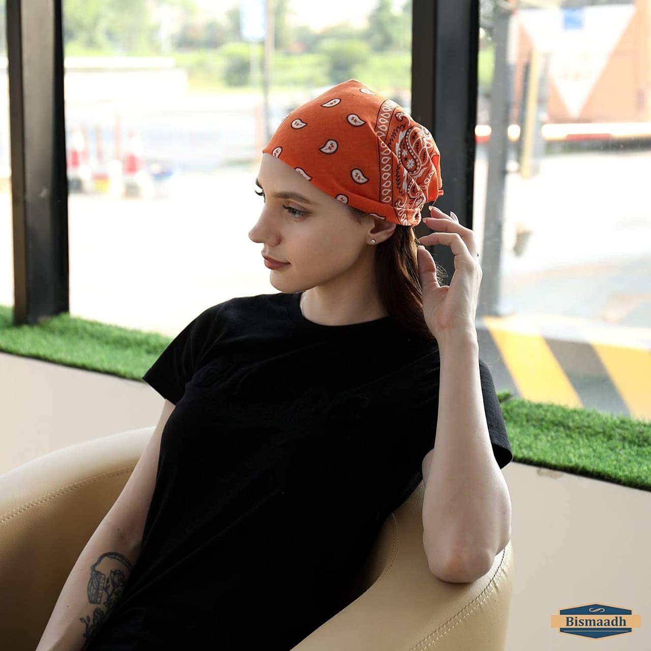 BISMAADH Soft Breathable Cotton Head Wrap, Scarf, Headband, Mask, Paisley Print Unisex Bandana - Pack of 12 2