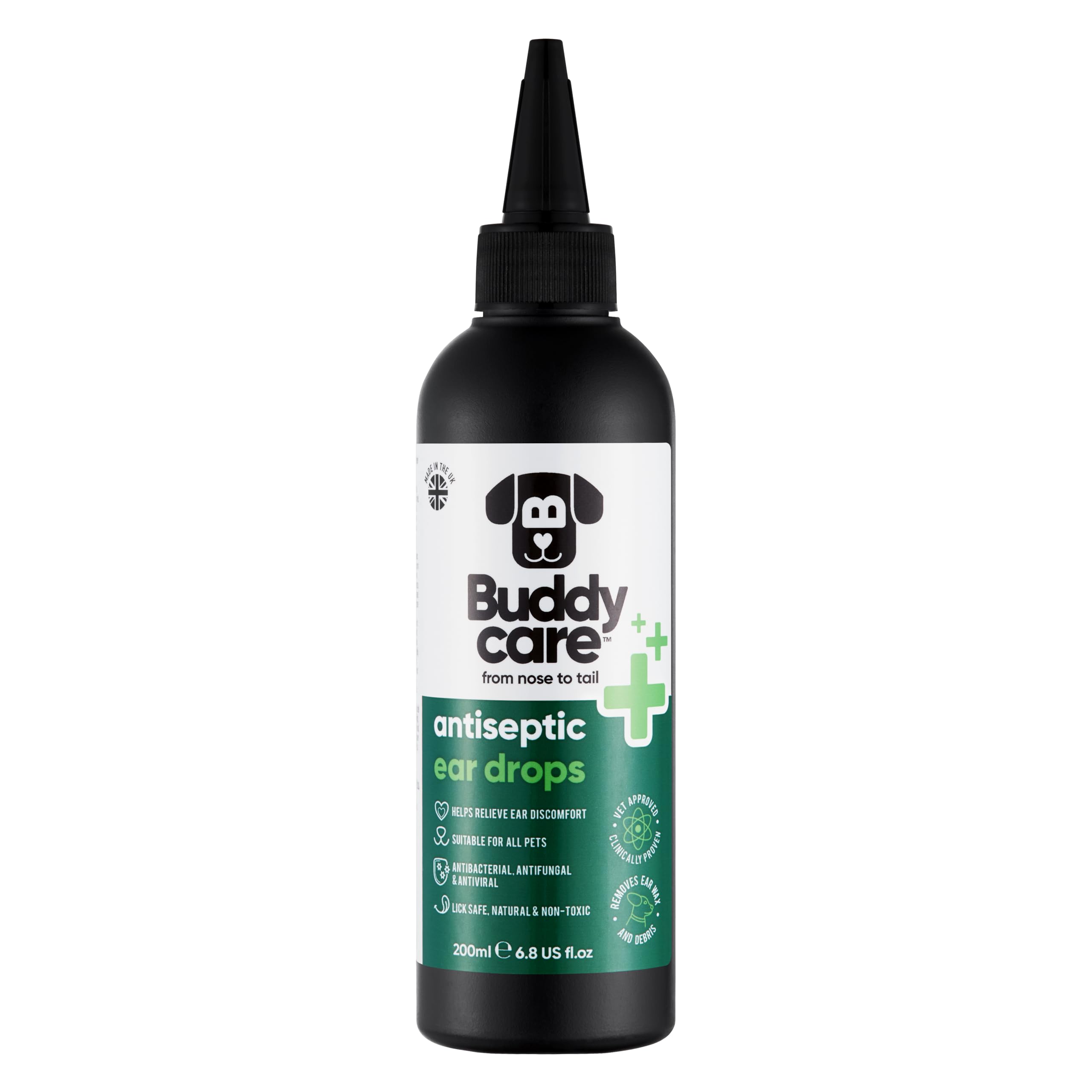 Buddycare Antiseptic Dog Ear Cleaner 200ml Soothing Ear Drops for Pets Antiseptic Ear Drops, 200ml (Pack of 1)