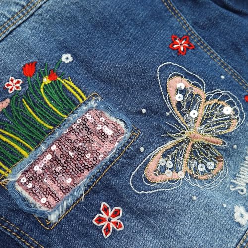 Toddler Big Girls Spring Autumn Denim Coats,Butterfly Blue Hooded Outerwear Kids Jackets3
