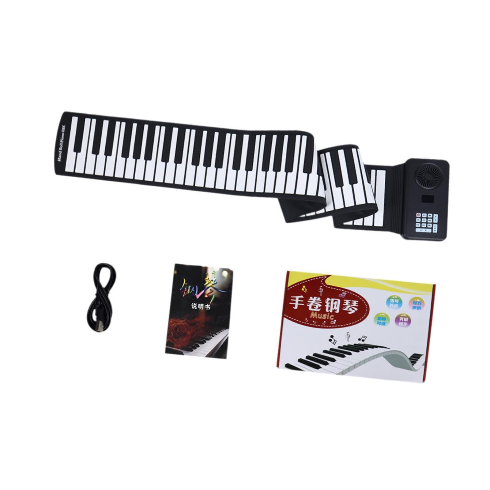Tastiera per pianoforte a 88 tasti, arrotolabile, facile da trasportare, strumento elettrico digitale, mini tastiera per principianti, lezioni di musica, per pianoforte a mano, arrotolabile,