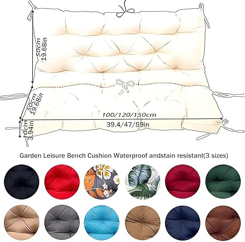 Miniatura 6 de Cojines de repuesto para columpio al aire libre de 2 a 3 plazas, impermeables, antideslizantes, gruesos, de 5 pulgadas, relleno de algodón PP de