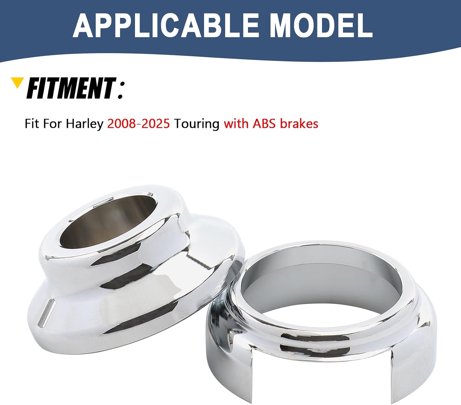 1" 25mm Front Tapered Axle Wheel Spacers Aluminum fit for Harley 2008-2025 Touring Road Glide Electra Glide Street Glide Road King Ultra Classic with ABS Brakes (Chrome)