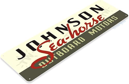 Miniatura 2 de Tinworld Letrero de estaño Johnson Sea-Horse Retro Motores fuera de borda Garaje Marina Barco Motor Metal Decoración B829