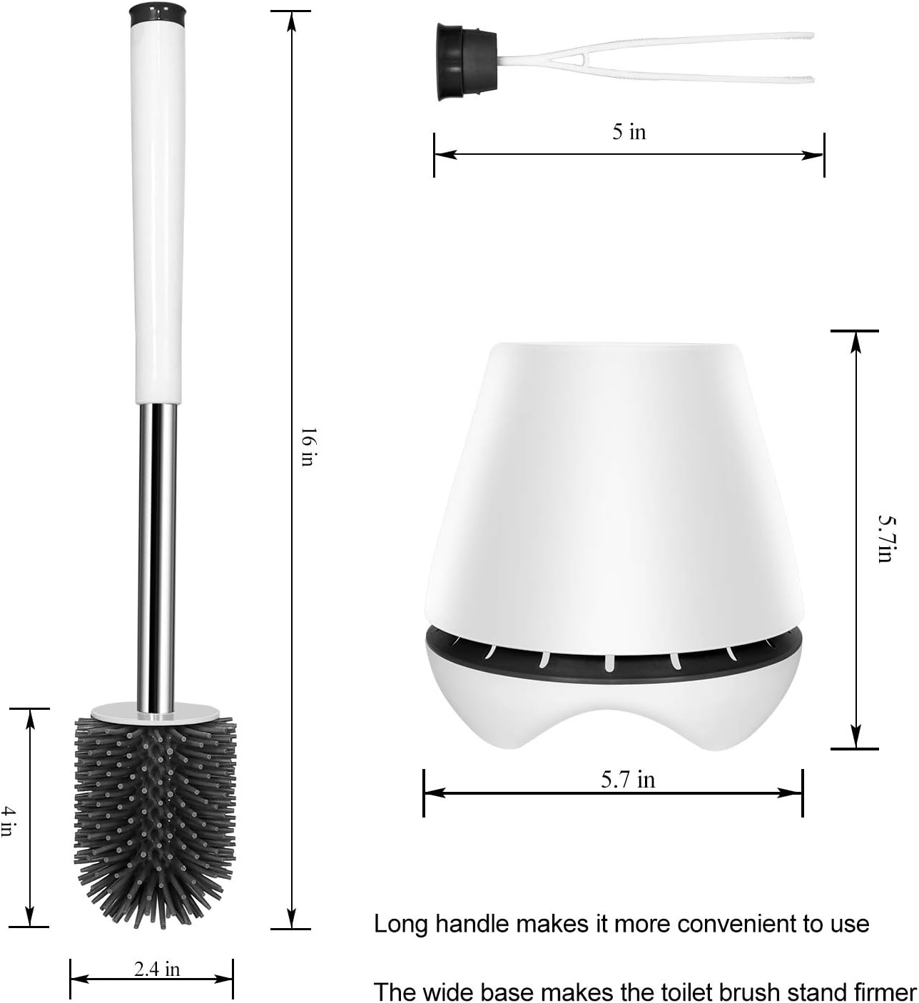 Toilet Brush and Holder Silicone Toilet Bowl Brush 304 Stainless Steel Brush Handle Bathroom Cleaning Bowl Brush Kit with Tweezers Sturdy Cleaning Toilet Brush : Health & Household