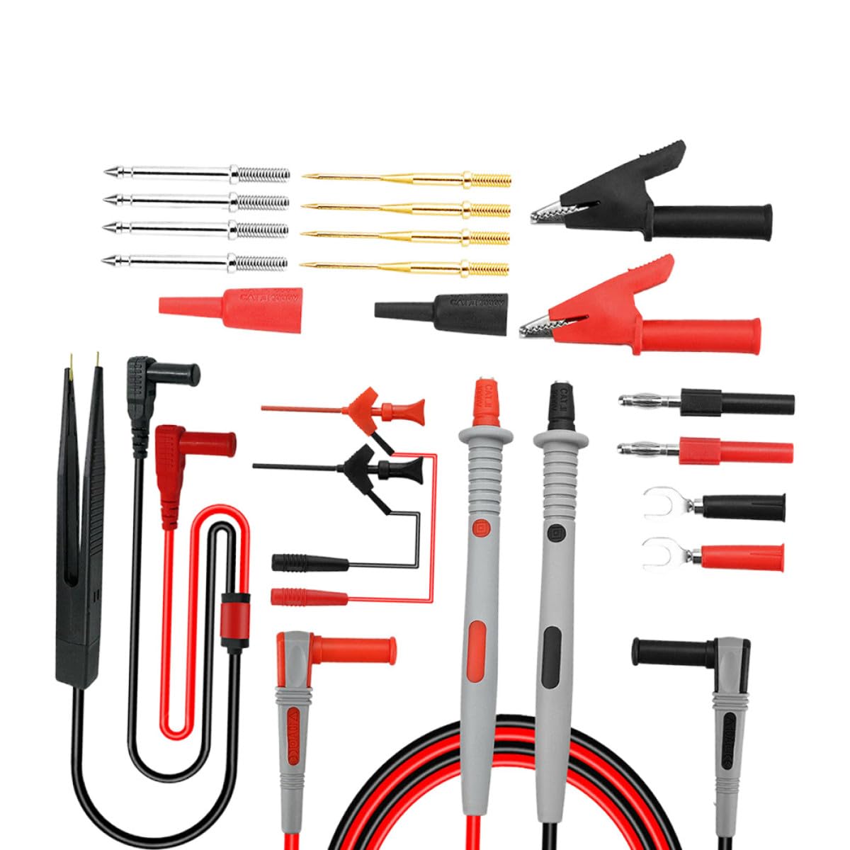 SHINEOFI Kit di Puntali per Multimetro 21 in 1 Cavi in Pvc Affidabili e Morsetti a Coccodrillo per Test Elettrico Professionale