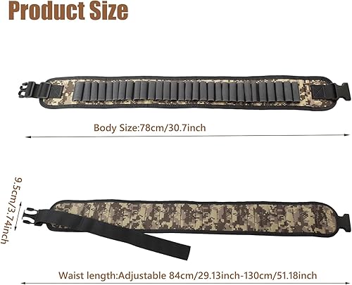 Miniatura 6 de MFBJXC Profesional impermeable escopeta titular 30 rondas nylon cinturón caso munición calibre ajustable escopeta redondo hombro bandolier escopeta