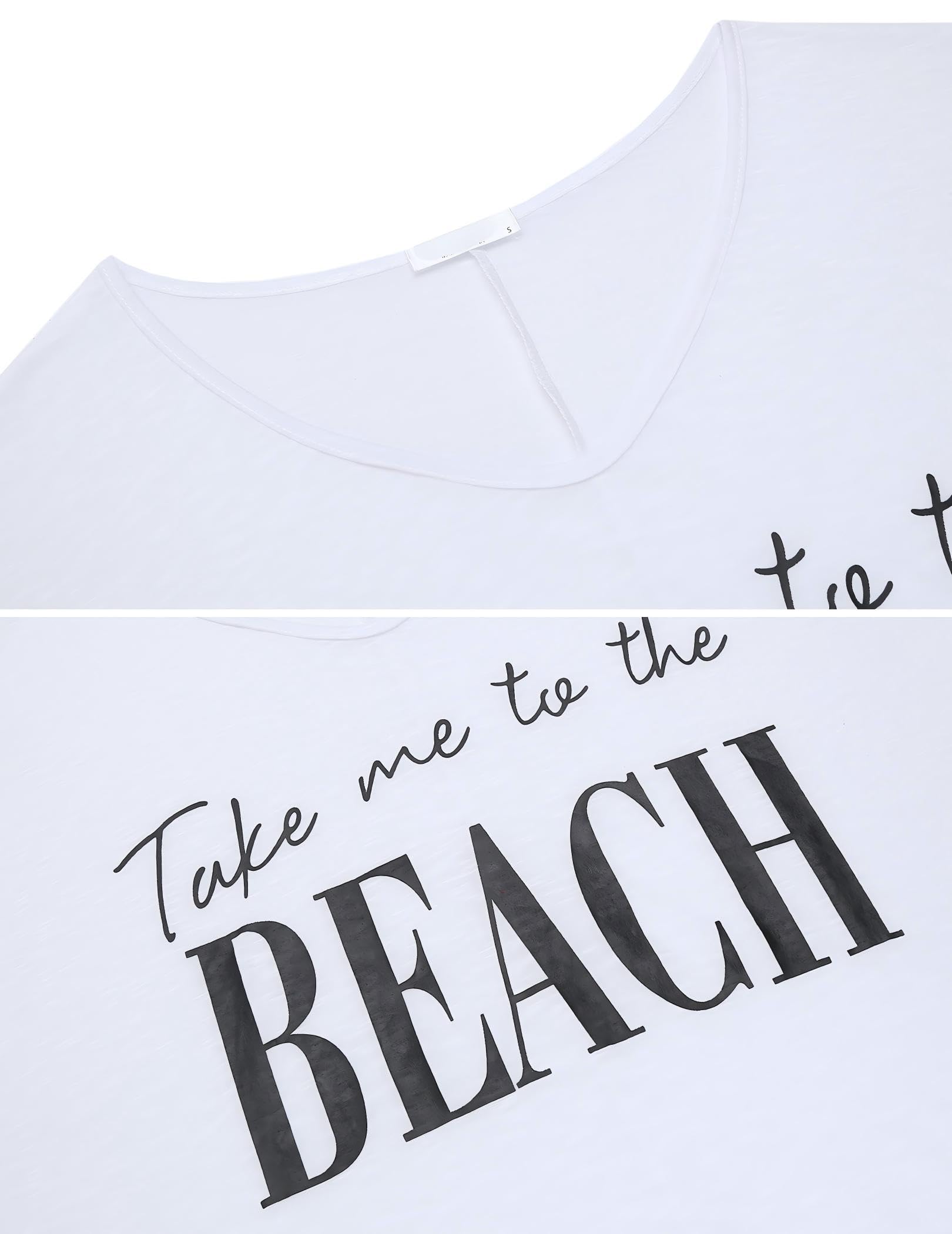 Ekouaer Damska sukienka plażowa, okrycie bikini, letnie ponczo, strój kąpielowy, dekolt w serek, luźna koszula z nadrukami, S-XXL