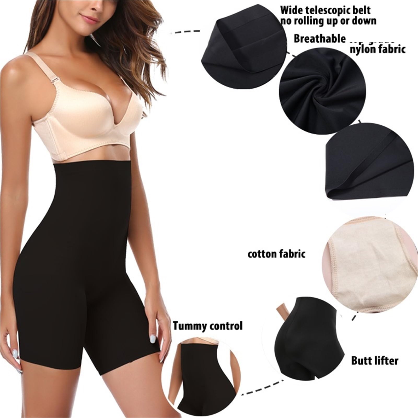 Pancera Contenitiva Mutandine Modellanti Modellanti a Vita Alta da Donna 2 Pezzi in Misto Cotone Leggero, fenomenali e Ultra Traspiranti Intimo Modellante(Black,S)