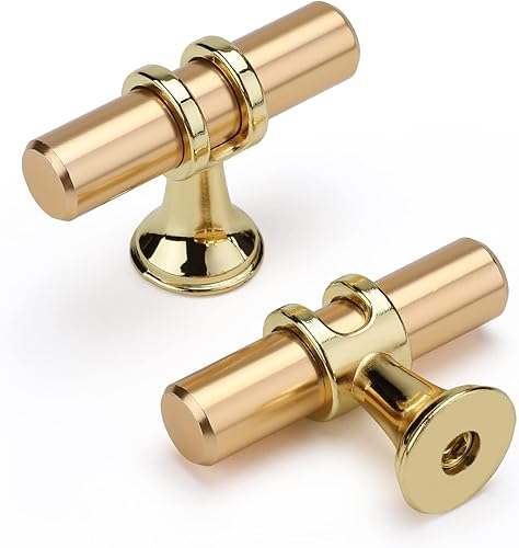 Leulan Pomos dorados para gabinete pomos de latón cepillado paquete de 10 pomos dorados para cajones herrajes para gabinetes pomos de un solo