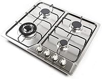 Vista 1 de Estufa de gas integrada de 4 quemadores, estufa de gas, estufa de gas portátil de acero inoxidable GLP/NG, rejilla de hierro fundido de doble