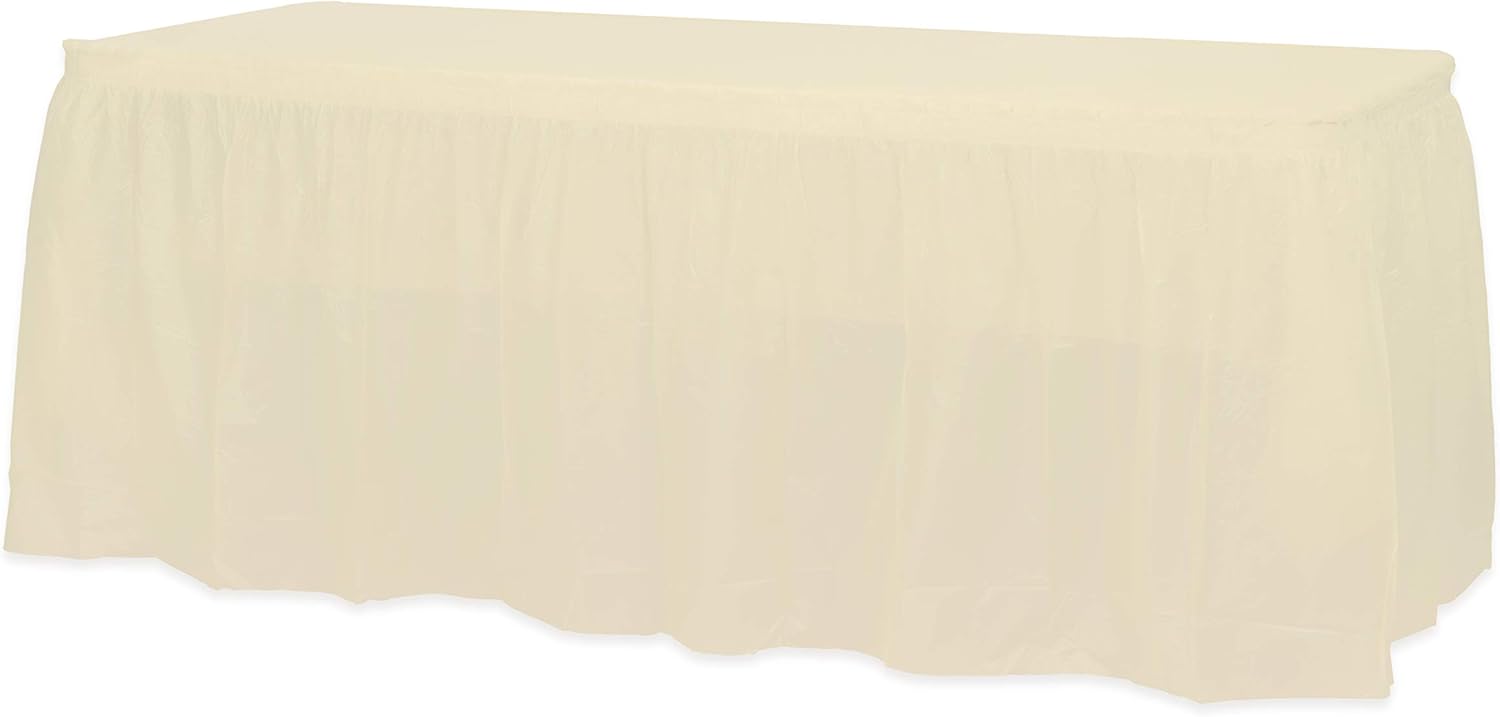Exquisite Solid Color 14 Ft. Plastic Tablecloth Skirt