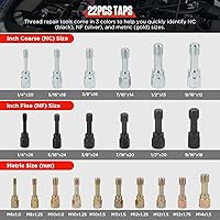 Vista 4 de Juego de 48 herramientas de reparación de roscas UNC/UNF/Kit de reenhebrado de rosca métrica Kit de restaurador de roscas antioxidante con 24