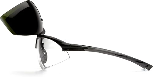 Vista 13 de Pyramex Onix Plus - Gafas de seguridad, lente antivaho transparente de 3.0 Ir con filtro abatible con marco negro Lente inferior antiniebla