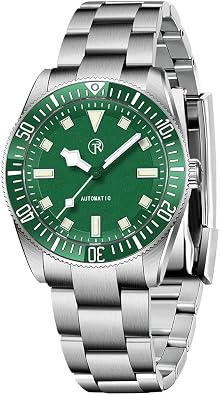 HaiQin Rollstimi 7910 Mens NH35 Automatic Watches Self Winding Stainless Steel Watch for Men 100M Waterproof Ceramic Bezel Screwed Crown Fashion Casual Wristwatch