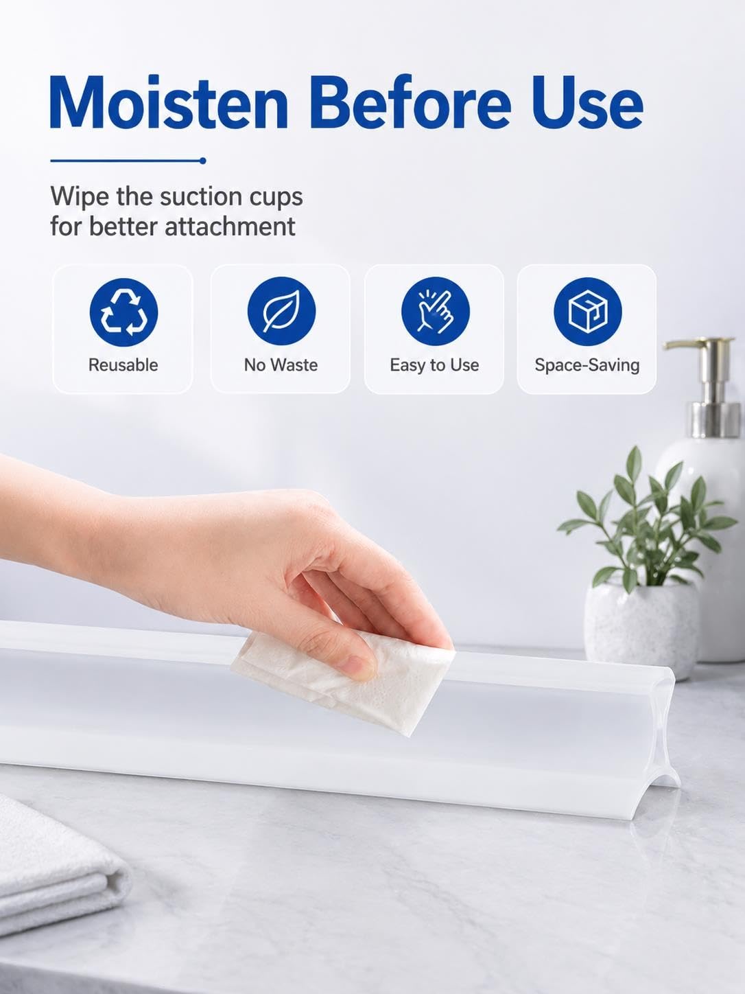 Flexible Duschbarriere mit Saugnäpfen, schneidbare Silikon-Wasserschwelle