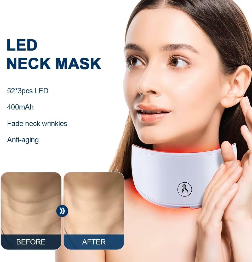 Masque LED Visage et Cou – Thérapie Lumière 7 Couleurs, Anti-Âge & Anti-Rides, Rajeunissement de la Peau, Pour Tous Types de Peau