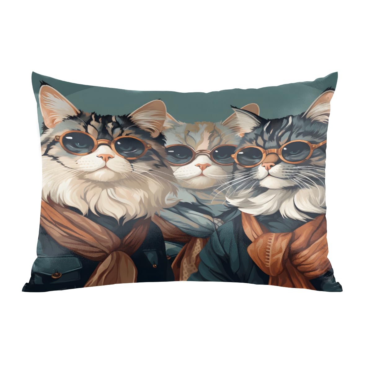 Satin Pillowcase for Hair and Skin, Cool Cat Silk Pillowcase Soft Silky Pillow Cover Standard Size (20x26 Inches), Slip Cooling Satin Pillow Cases with Envelope Closure