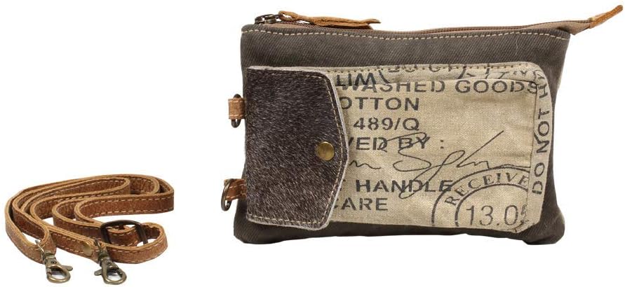 Myra Bag Stamp Pocket Upcycled Canvas Wristlet Pouch Bag S-1223 - Image 3