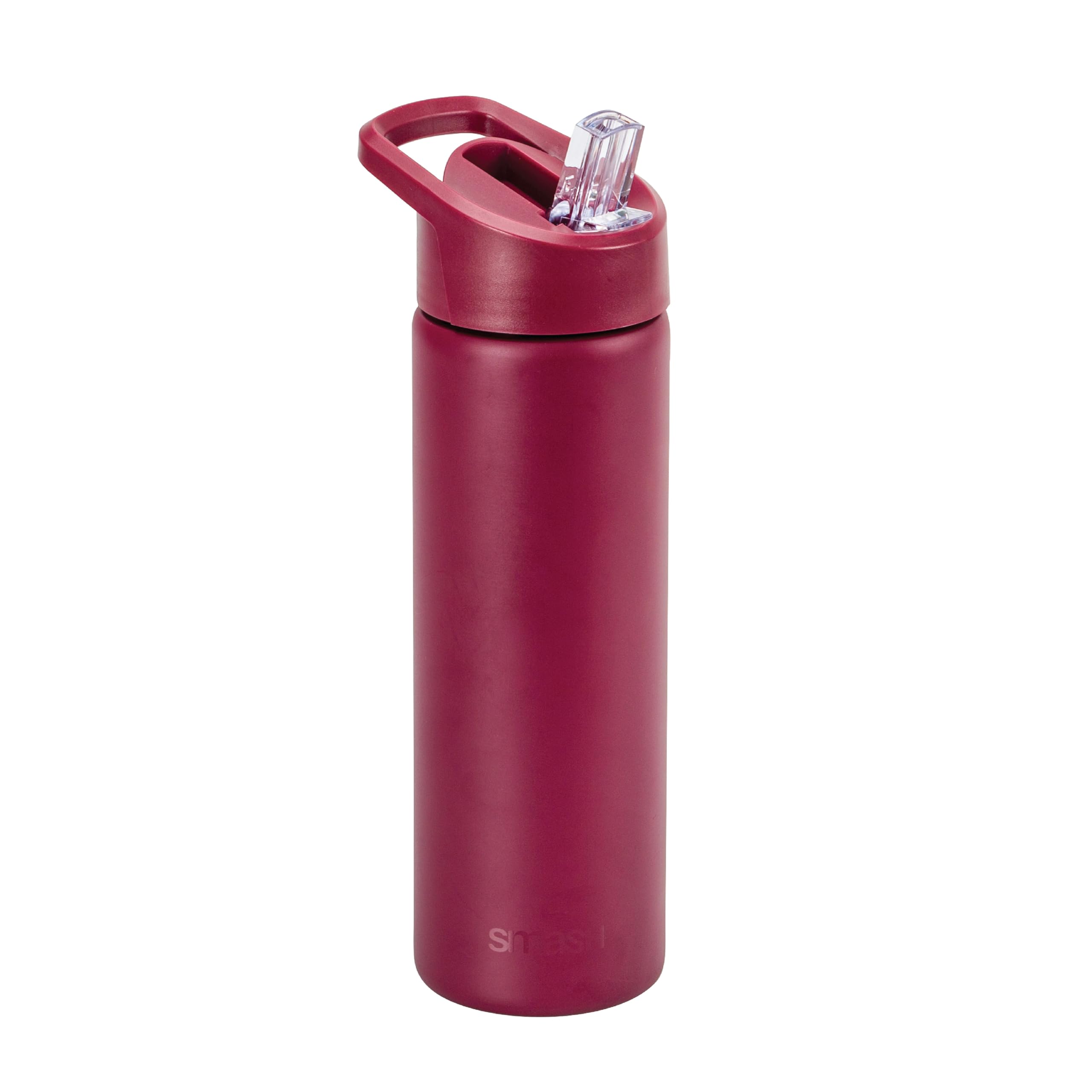 Smash Stainless Steel Water Bottle with Flip Top Lid and Straw - Merlot 750ml — image 1