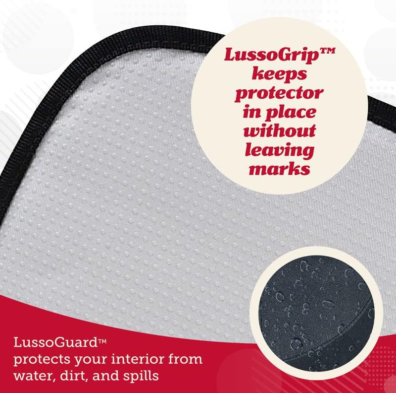 Lusso Gear Car Seat Protector: Thick Waterproof Pad, Non-Slip Durable Rubber Backing, Universal Fit, Compatible with Leather or Fabric, Driver or Passenger Seats, Adjustable Headrest Strap (Black)