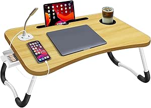 Amazon.com: Lap Desk for Laptop, Foldable Bed Desk Table with USB ...