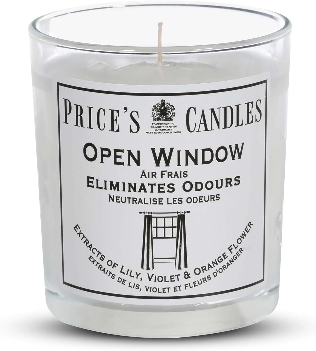 Price's - Open Window Jar Candle - Odour Eliminating Candle - Made With Lily, Violet And Orange Flower Extracts - Clean, Fresh, Quality Fragrance - Long Lasting Scent