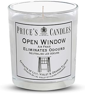 Price's - Open Window Jar Candle - Odour Eliminating Candle - Made with Lily, Violet and Orange Flower Extracts - Clean, Fresh, Quality Fragrance - Long Lasting Scent