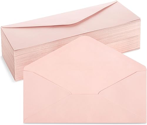 Juvale Sobres rosados #10 – Sobres de color rosa rubor a granel para invitaciones y cartas – Sobres para suministros de oficina – 4 1/8 x 9 1/2