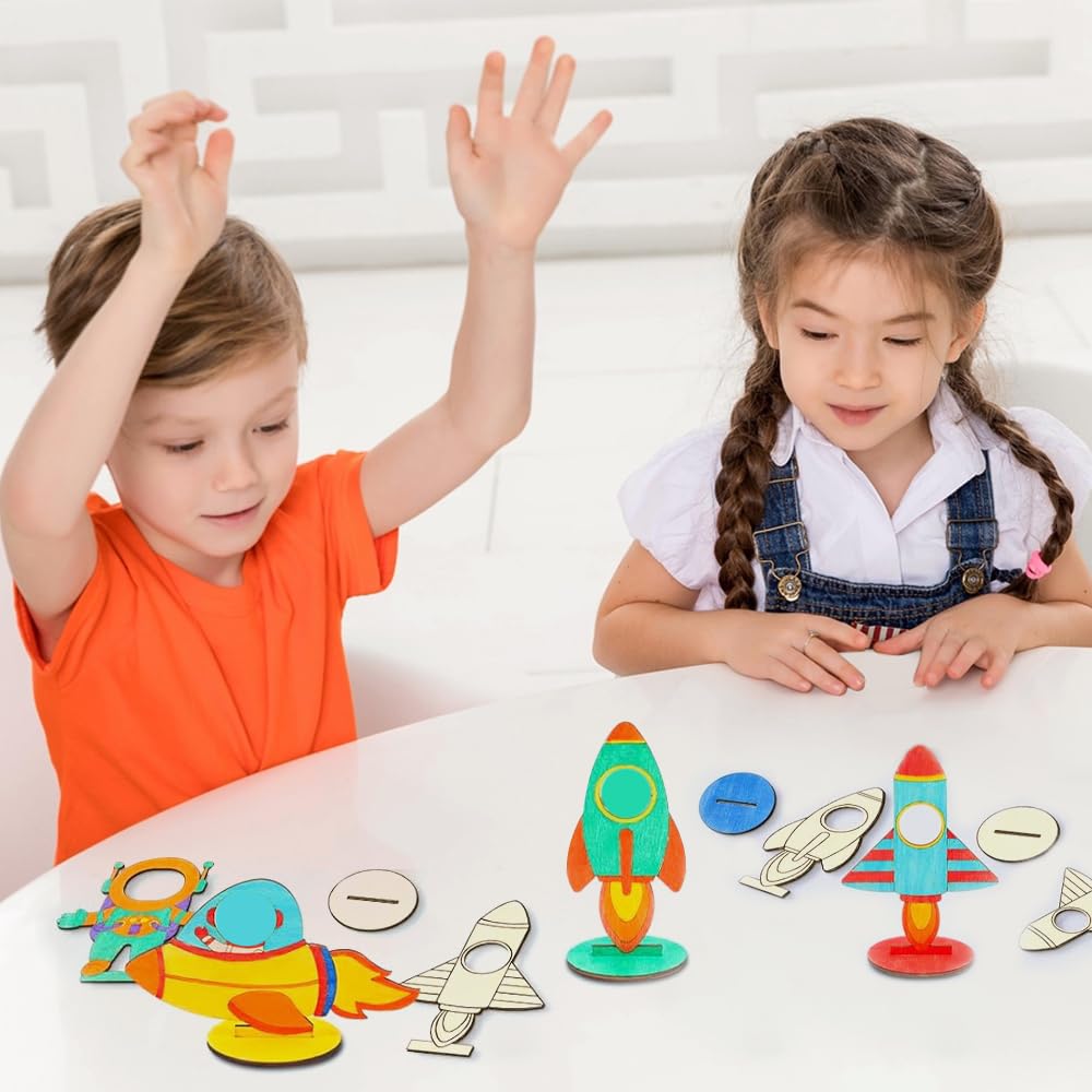 Windspiel Bastelset Für Kinder – 110 Teile Mit 12 Raketen & Weltraumdesign | DIY Dekoration Für Geburtstage, Malen & Zusammenbauen