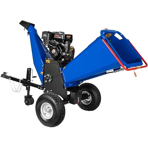 BILT HARD 6-Inch E-Start 420cc 15HP Gas Powered Drum Wood Chipper with 2'' Coupler Tow Hitch, Towable Wood Chipper Leaf Branch Shredder Mulcher with Towbar/Emergency Stop Button/Stop Bar