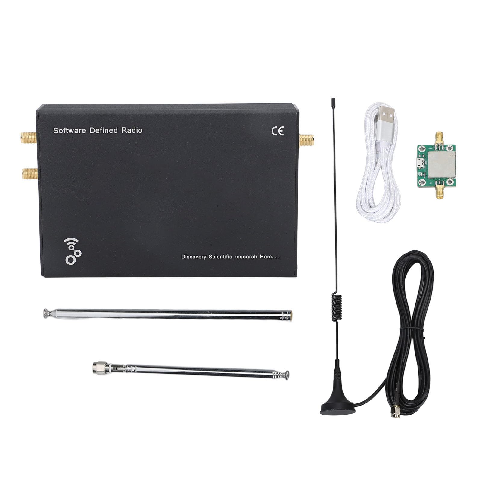 Fafeicy Radio Definida por Software SDR 1 MHz a 6 GHz Hardware de Código Abierto Radio Gnu Compatible con Carcasa de Aleación de Aluminio para Desarrollo de Pruebas Inalámbricas (Escribe un)