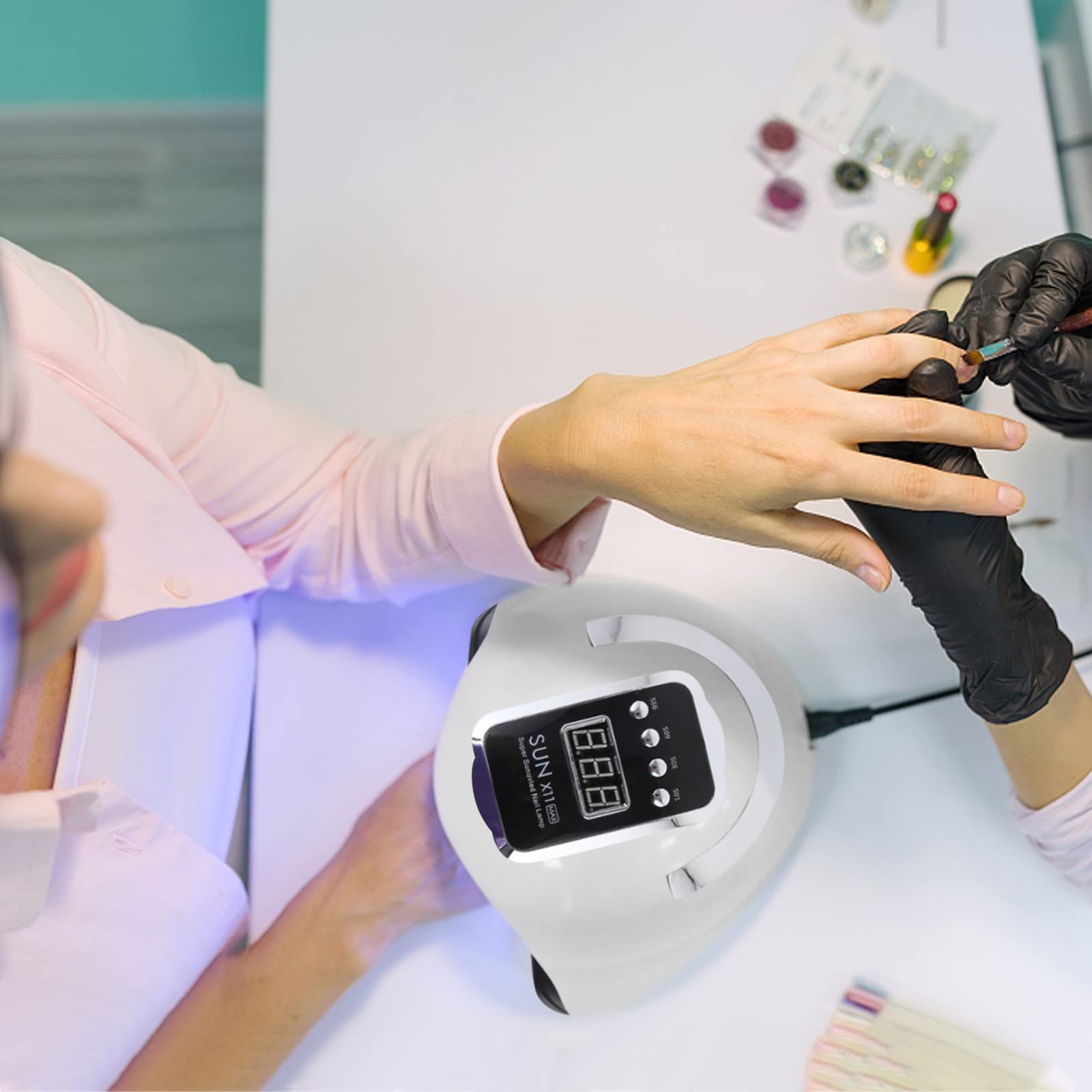 280W UV LED Nail Lamp, Professional UV Light for Nails with 66 Beads, Portable Nail Gel Polish Dryer Curing Lamp Auto Sensor 4 Timer Setting for Fingernail and Toenail