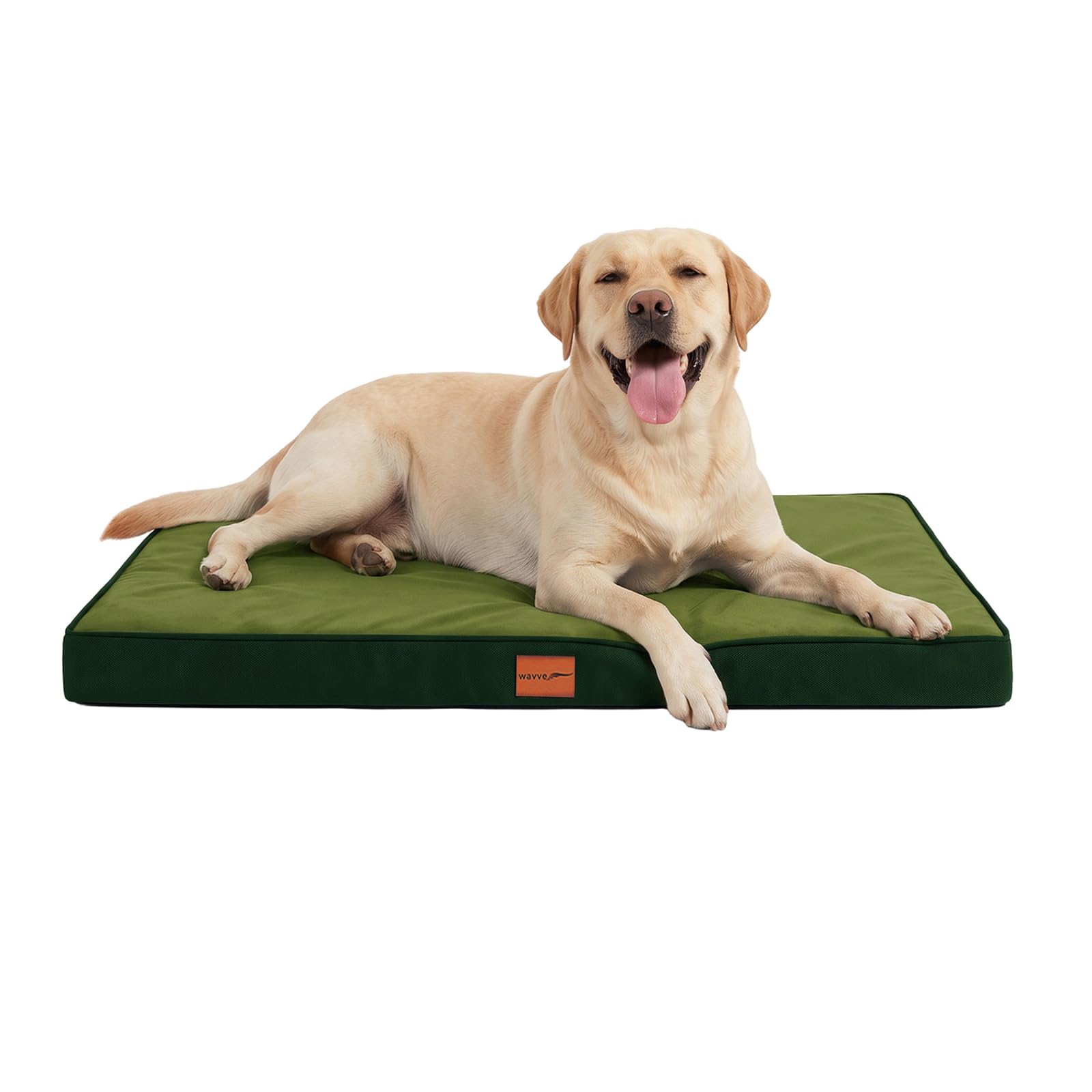 WAVVE Cuccia Cane Interno Taglia grande 104x69x7.6 cm Verde | Materassino ortopedico in schiuma a nido d’uovo, sfoderabile e lavabile, fodera interna impermeabile, fondo antiscivolo