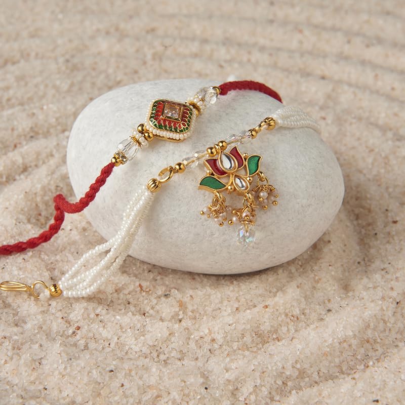 The Gift Studio Royal Bloom Meenakari Bhaiya Bhabhi Rakhi Set | Handcrafted Rakhi with Roli & Chawal | Elegant Raksha Bandhan Gift for Bhaiya & Bhabhi-image-35