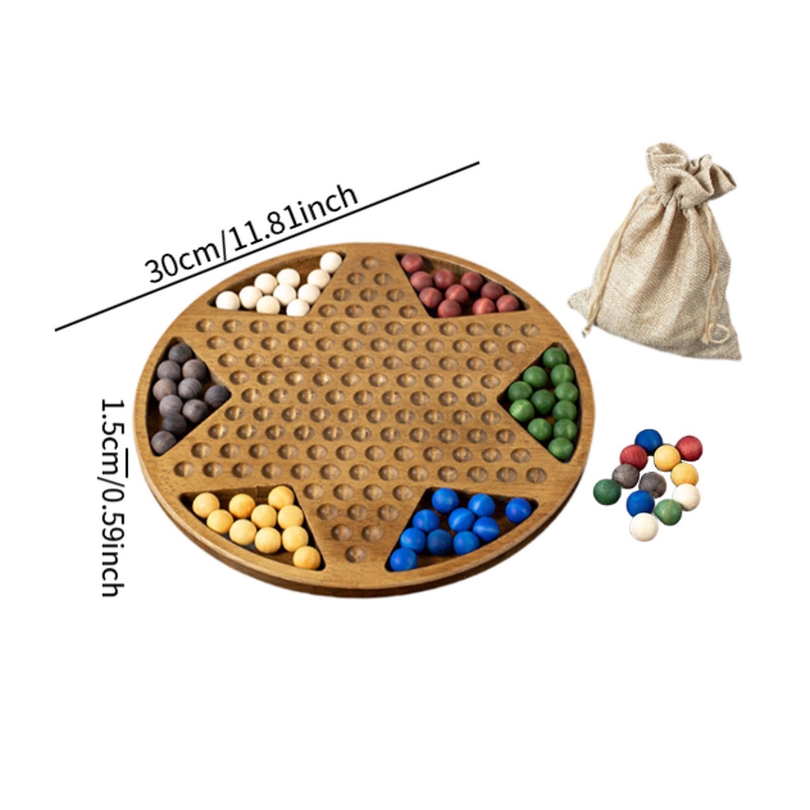 Damas Chinas Juego de Mesa de Estrategia Tradicional Incluye de Vidrio Tablero de Madera con Bolsa Adecuado para Interacción Familiar Y, Cuentas de Madera