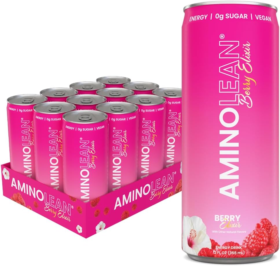 AminoLean x Alix Earle Berry Alixir Energy Drink - Sugar Free Anytime Energy with No Jitters, Tingles, or Crash, Vegan Amino Acids 12 Pack