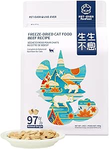 PureFeast Katzenfutter Gefriergetrocknet - 97% Rindfleisch Ohne Getreide