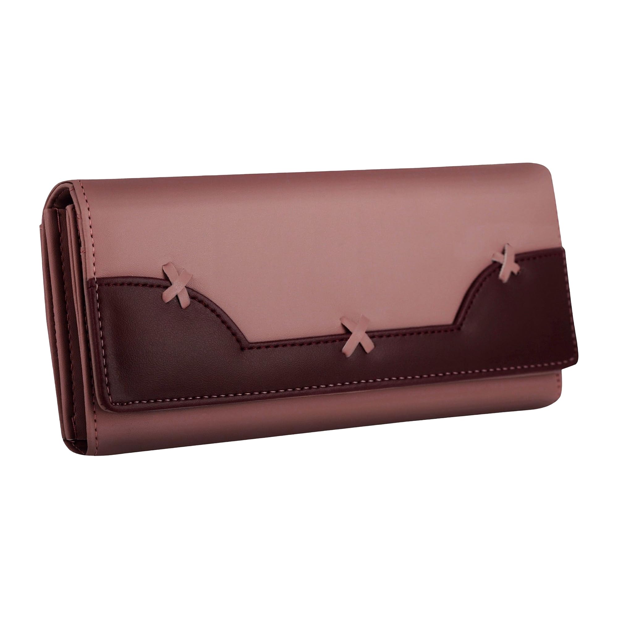 ALSU Women's Wallet Peach | Made with Vegan Leather Material | Carefully Handcrafted | Clutch Purse with Multiple Compartments, Phone, 6 Card Slots & Zipper Pocket with Button Closure (jln-008pch)
