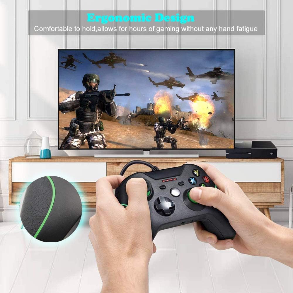 Wired Controller for Xbox one, Wired Xbox one Game Controller USB Gamepad for Xbox One PC Windows 7/8/10 with 3.5mm Headset Audio Jack (Black) (Renewed)