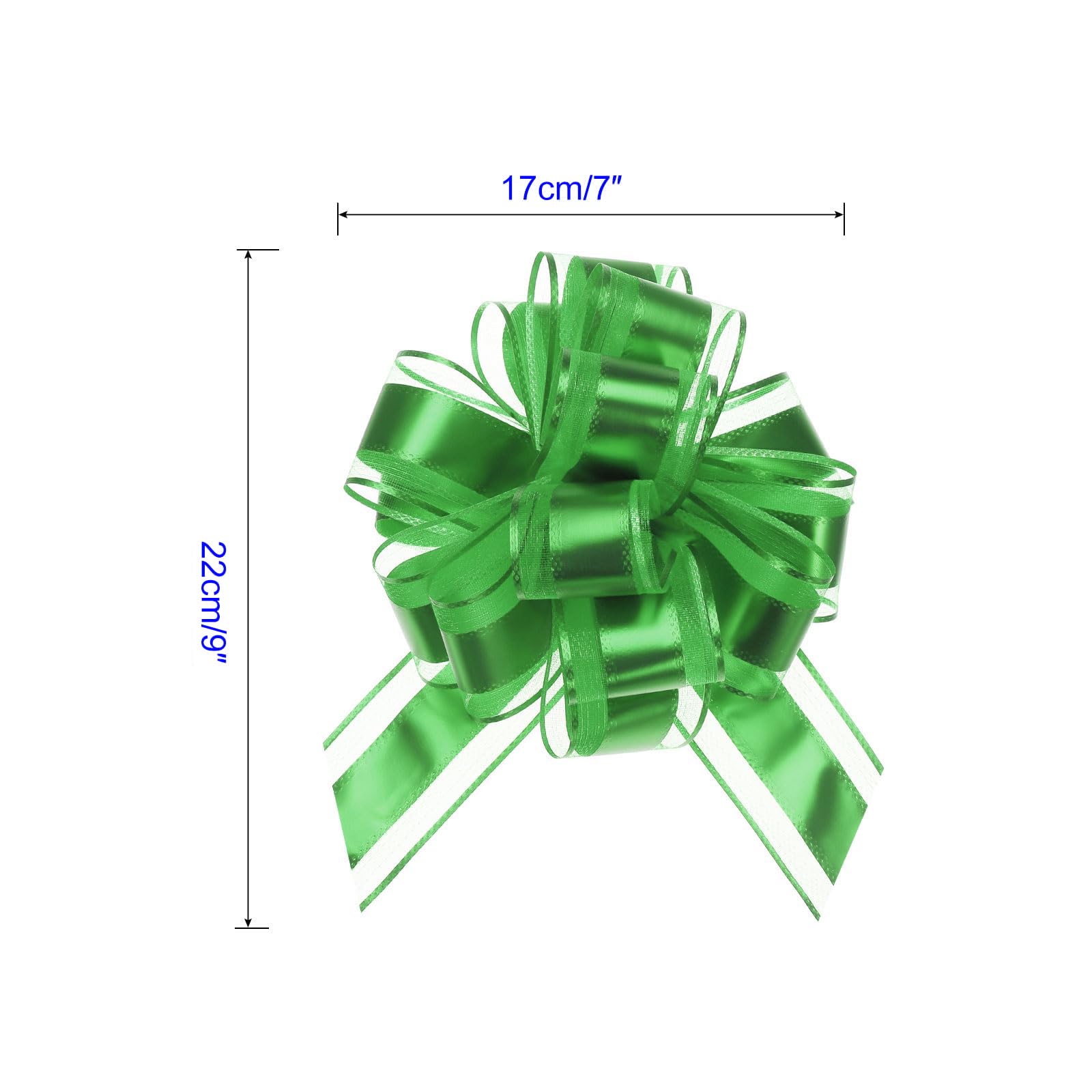Unifizz 12pcs 9 Inch Green Large Pull Bow Metallic Gift Bows for Wedding Baskets Christmas Party Car Gifts Wrapping - Image 2