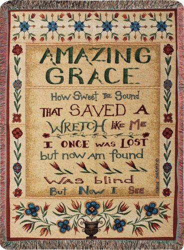 Manual 50 x 60-Inch Tapestry Throw with Fringe, Amazing Grace