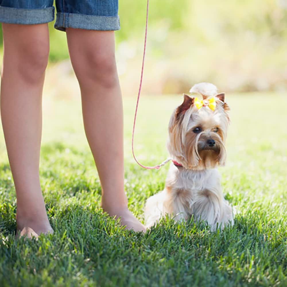 50 Pieces Dog Hair Bows, Bows for Small Dogs with Bands, Dog Hair Bows Accessories for Cats and Puppies, Random Motif 5