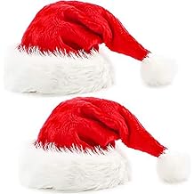 2pcs Fluffy Santa Hats Set with Plush Brim and Liner for Adults Women - Christmas, New Year Party Supplies &amp; Gifts