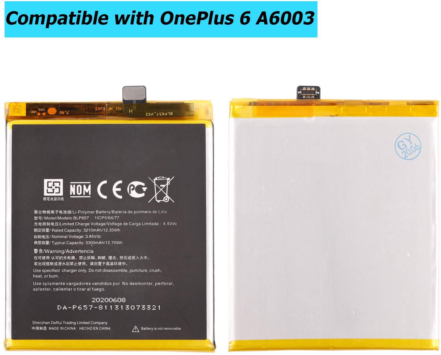 Vvsialeek BLP657 Replacement Battery Compatible with OnePlus 6 A6003 A6000 with Toolkit